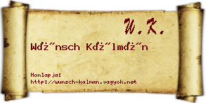 Wünsch Kálmán névjegykártya
